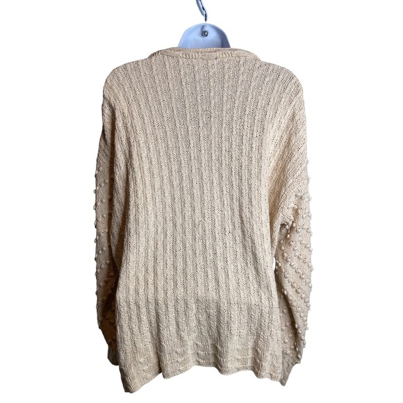 Fiber Arts Womens Ivory Cable Knit Bobble Detail Sweater Est Sz XL Oversized - Picture 2 of 8